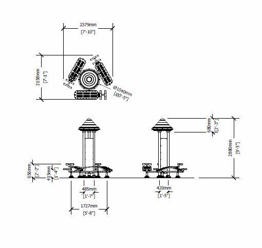 Royal Triple Station Sit Up Bench thumbnail 2
