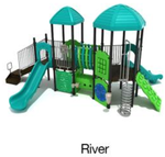 River Color Scheme: Posts- Matte Black; Rails- Silver; Roofs/Slides- Teal; Climbers/Panels- Lime Green