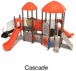 Cascade Color Scheme: Posts- Brown; Rails- Sand Dollar; Climbers/Panels- Beige; Slides/Roofs- Orange