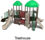 Treehouse Color Scheme: Posts- Brown; Rails- Rainforest Green; Roofs- Primary Green; Climbers/Slides/Panels- Beige