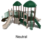 Neutral Color Scheme: Posts- Brown; Rails- Rainforest Green; Roofs/Panels- Hunter Green; Climbers/Slides- Beige; Tubes/Bridge- Hunter Green & Beige