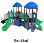 Beachball Color Scheme: Posts- Brick Red; Rails- Cobalt Blue; Roofs/Panels- Pacific Blue; Slides/Climbers- Primary Green